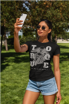 Black t-shirt with graphic design