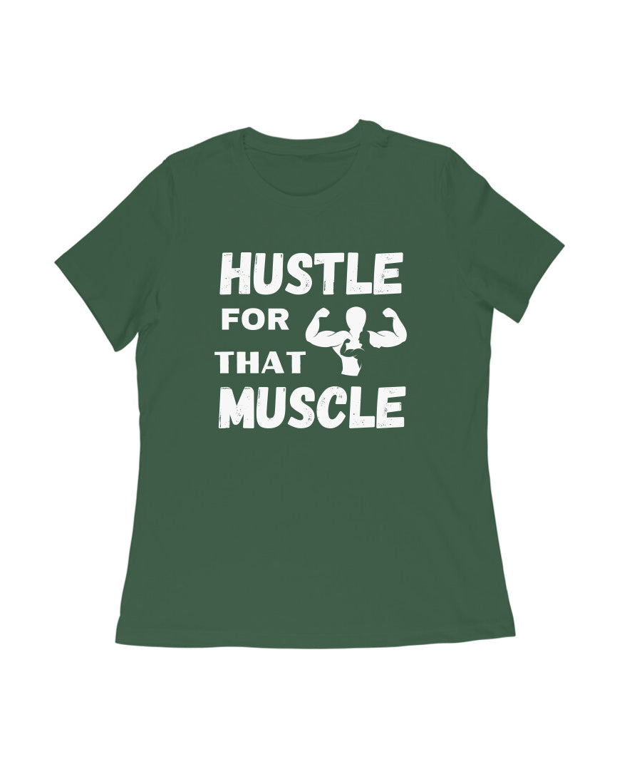 women gym motivational text printed crew neck t-shirt olive green