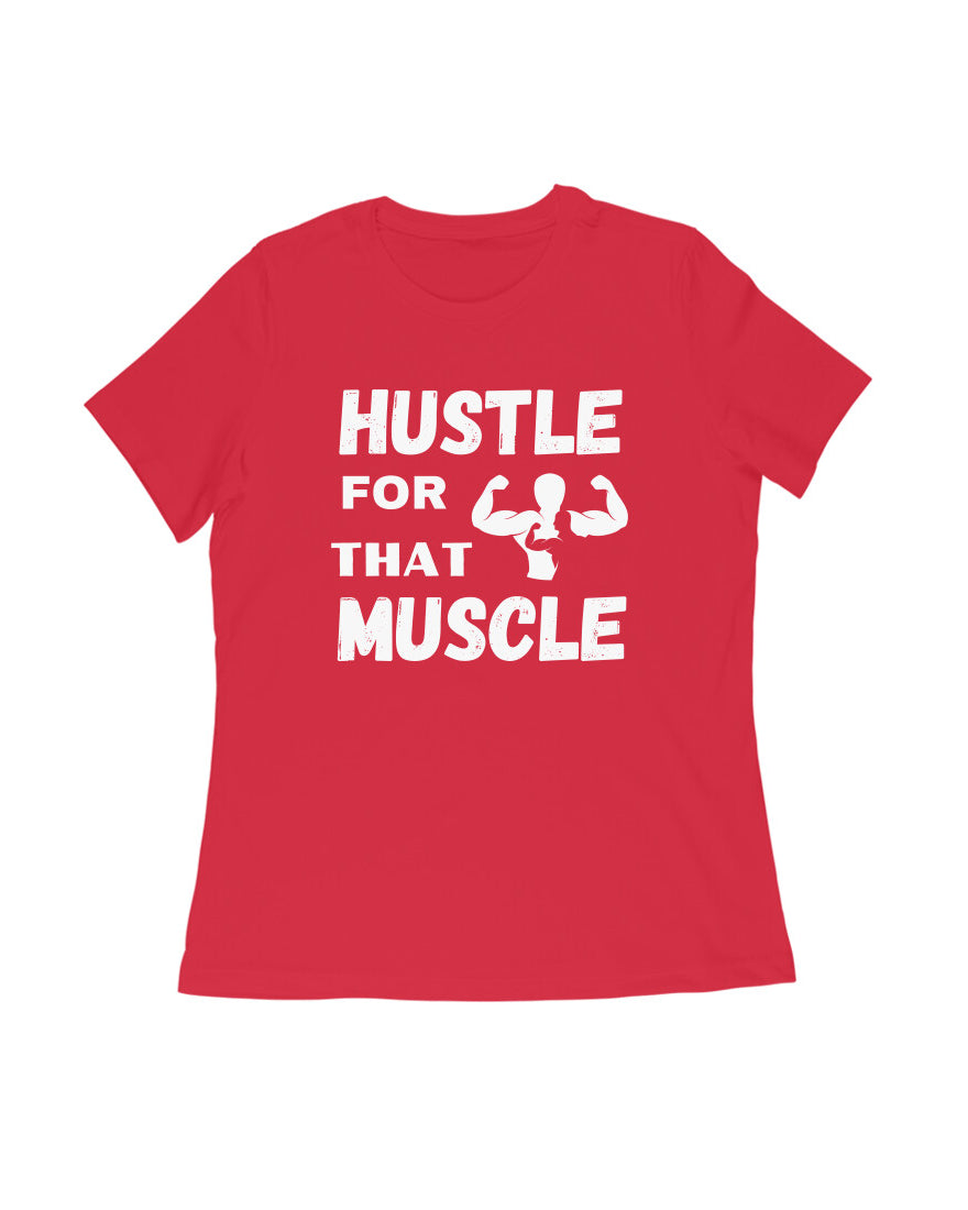 women gym motivational text printed crew neck t-shirt red