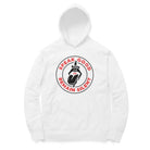 Light color hoodie with bold back graphic