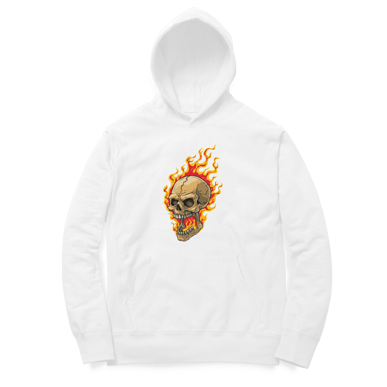 Classic street hoodie showing full back printed skull art