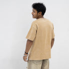 oversized beige acid wash t-shirt for men round neck