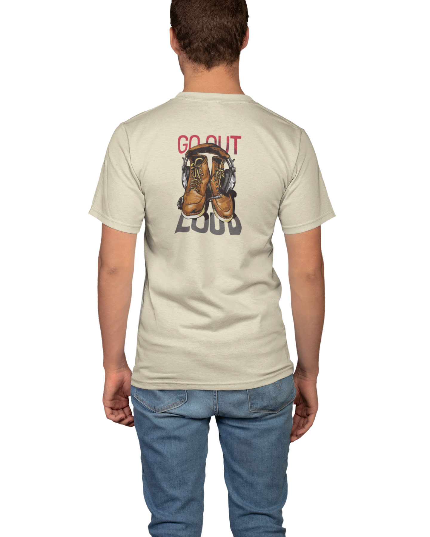 Back printed Go Out Loud design T shirt men