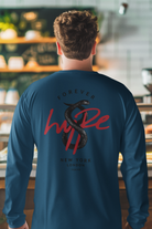 Men’s navy blue oversized graphic printed long sleeve tee