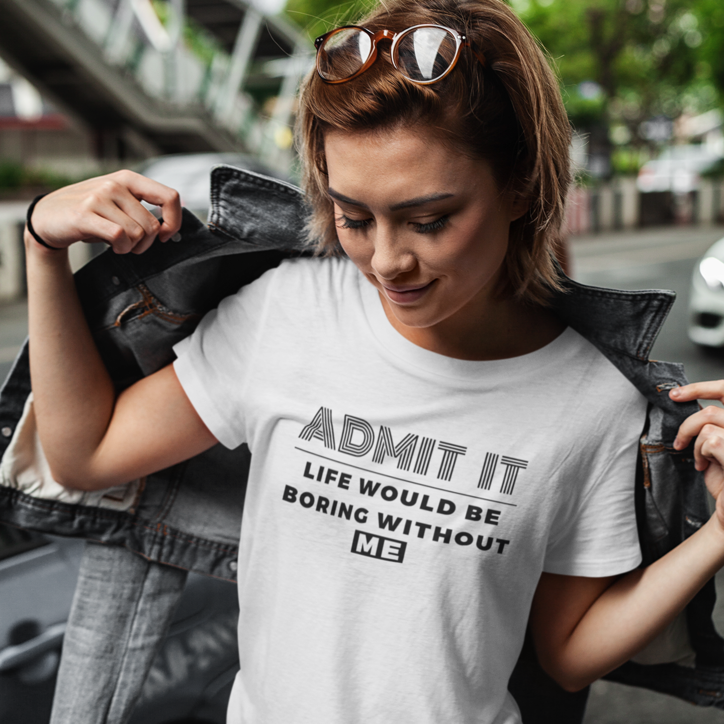 Humor text printed round neck half sleeve t shirt for Women