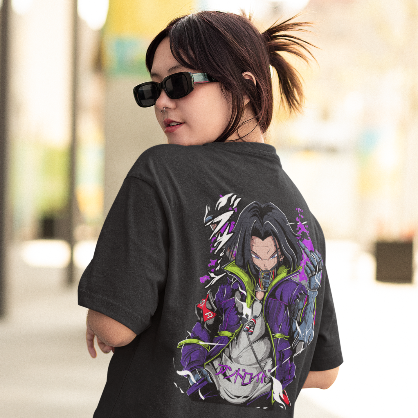 Women Android ex-17 graphic back printed oversized Tee