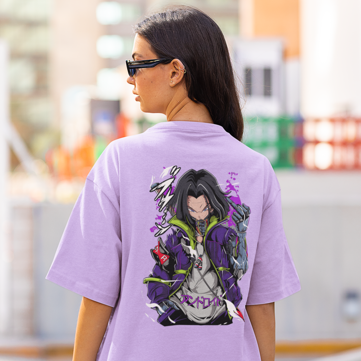 Women Android ex-17 graphic back printed oversized Tee