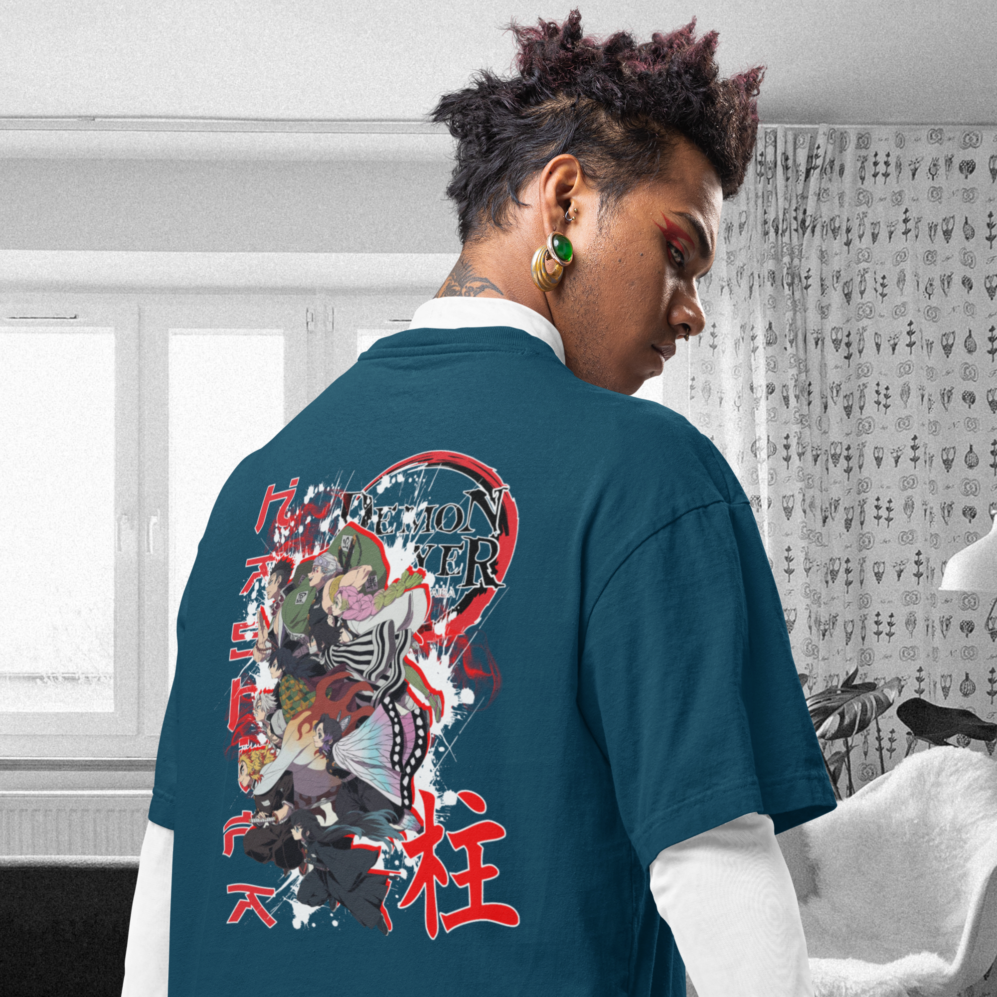 Anime epic printed Oversized Back Print crew neck Tee For Men