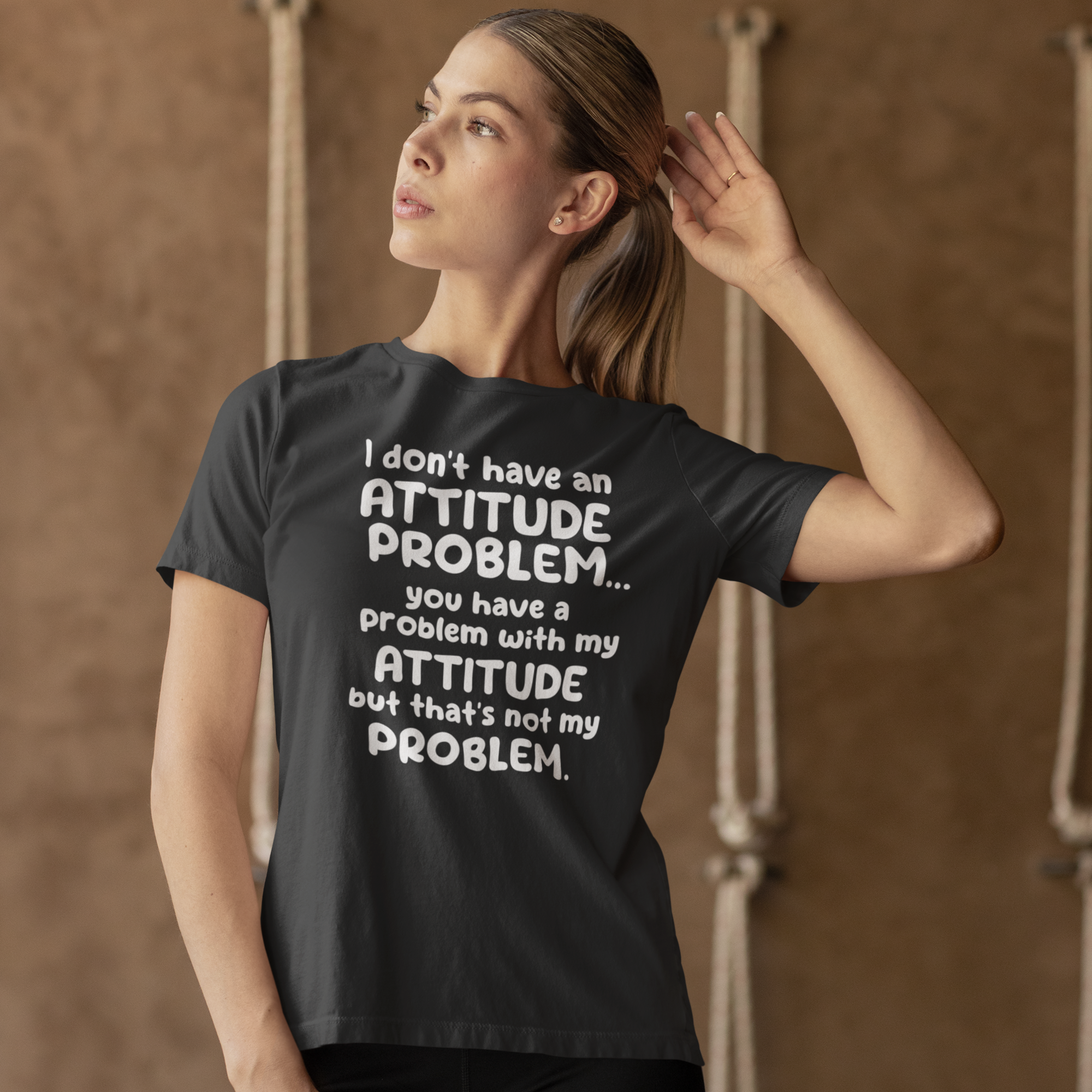 Humor text printed round neck half sleeve t shirt for Women