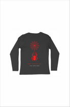 Black round neck men’s t-shirt with bold spider design