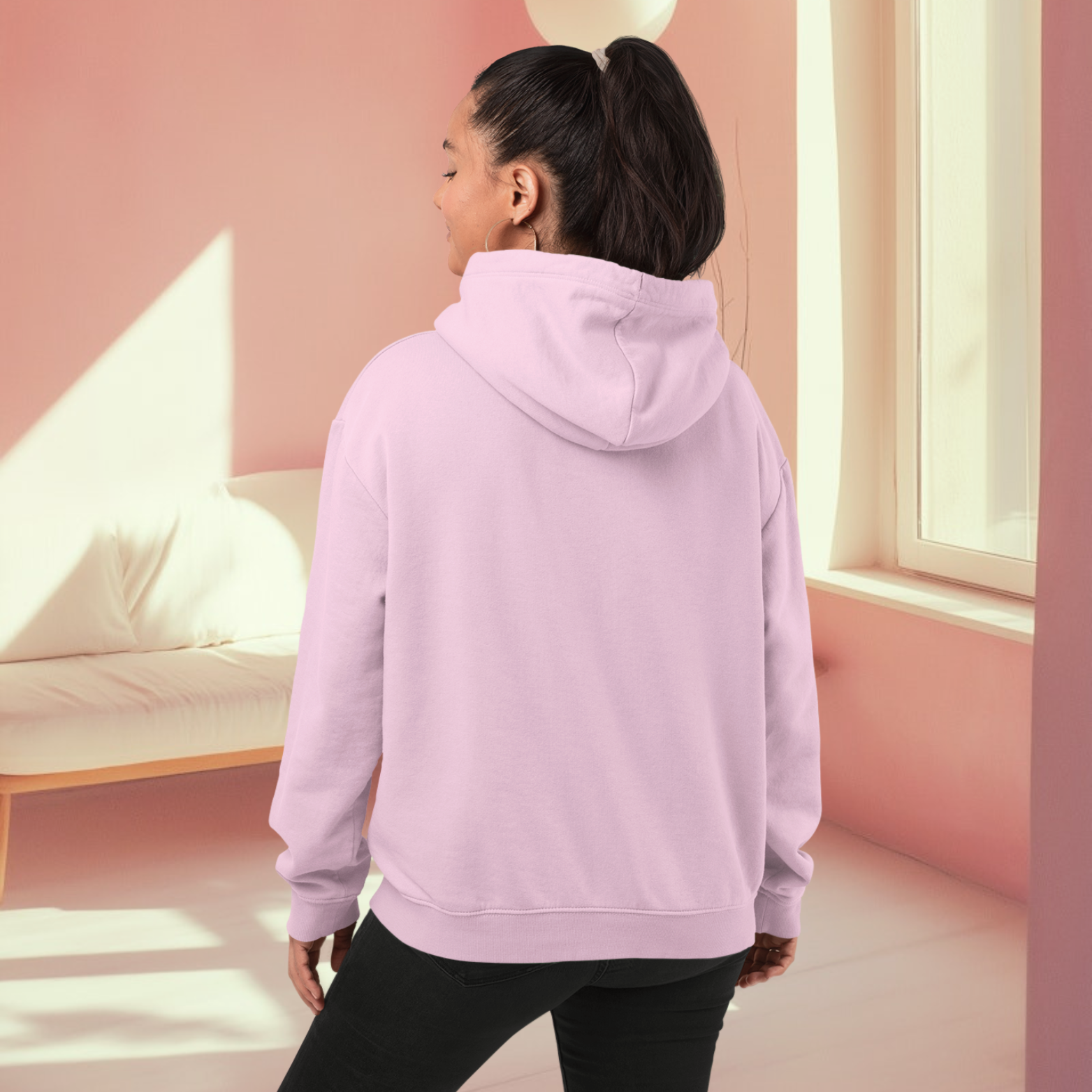 Light Pink Back pose hoodie