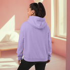 Iris Lavender Back pose hoodie