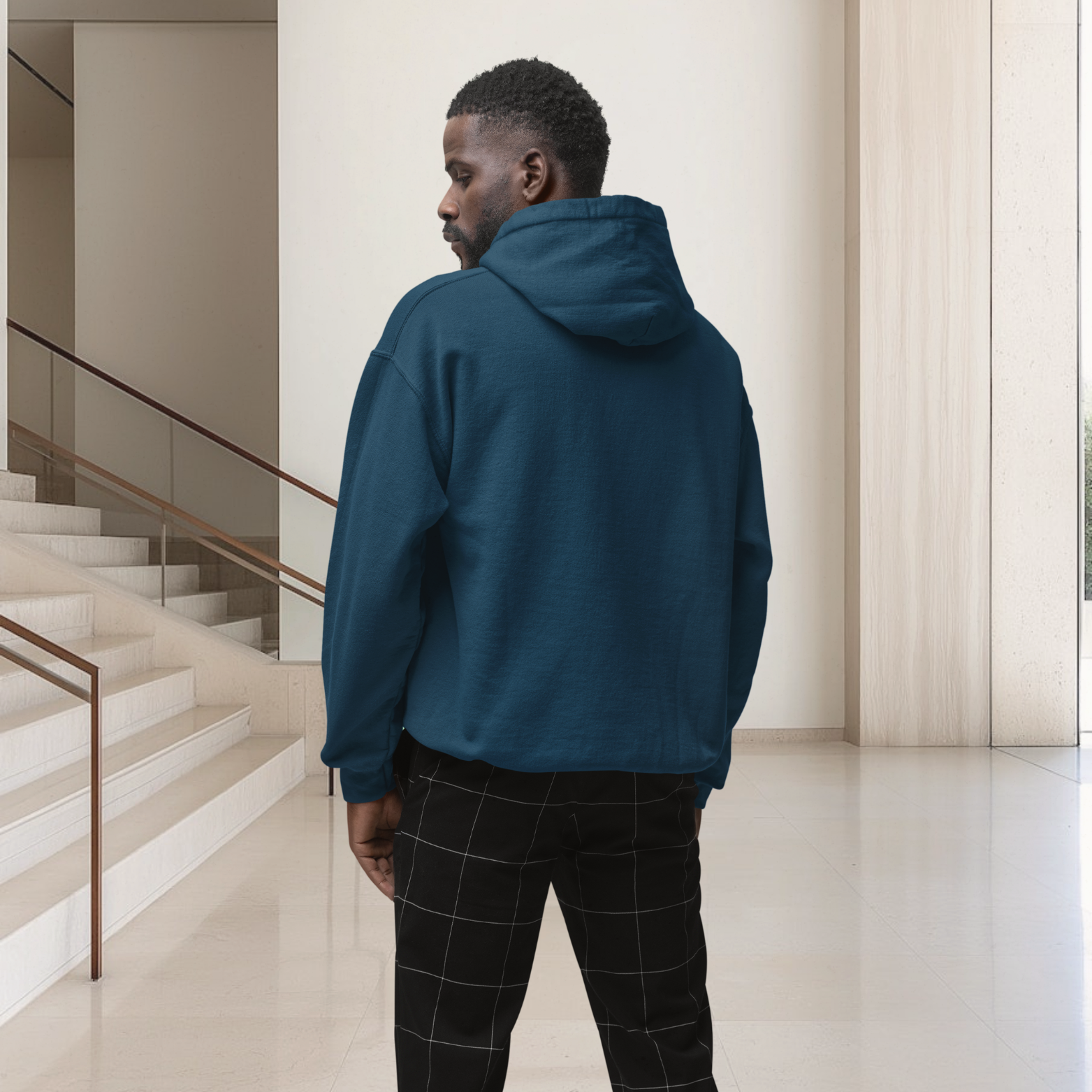 Navy Blue Hoodie back view