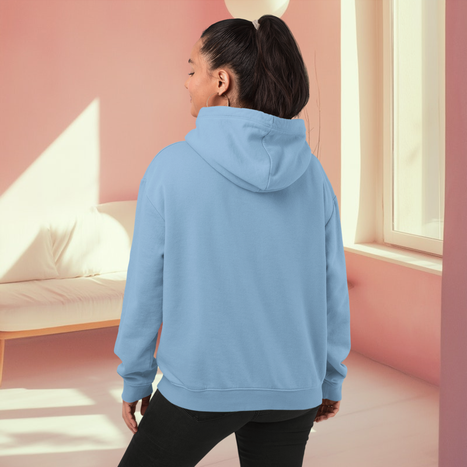Baby Blue Back pose hoodie