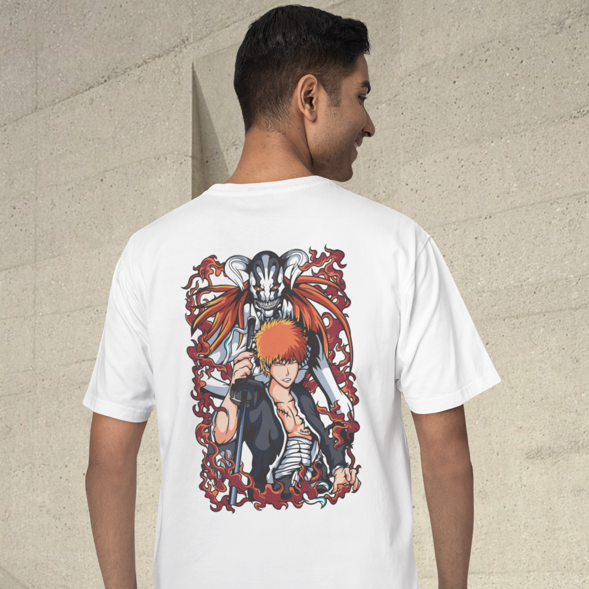 Men Ichigo Kurosaki graphic back printed oversized Tee