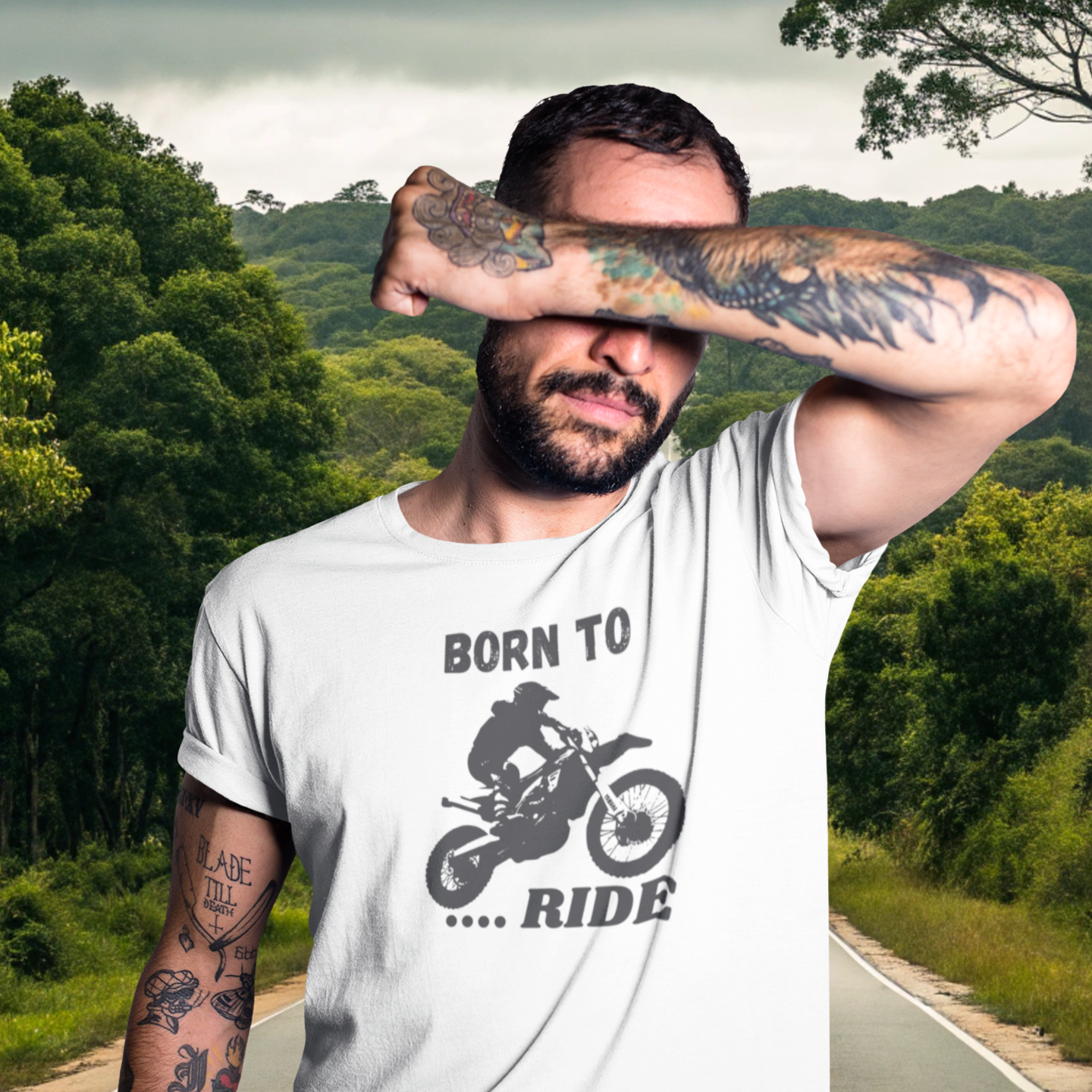 Men bike racing special graphic printed slim-fit T-Shirt