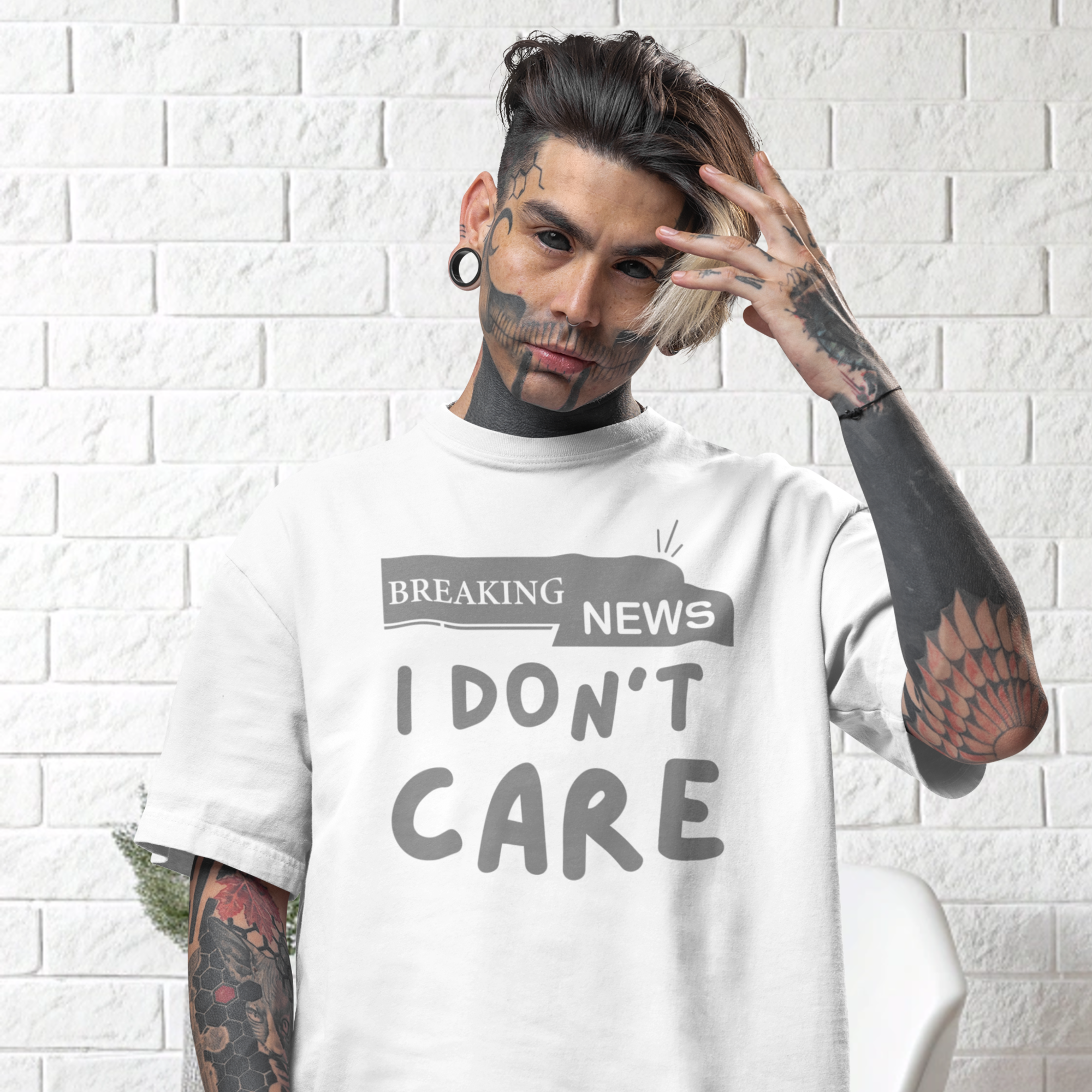 Men humors text printed round neck oversized T-Shirt