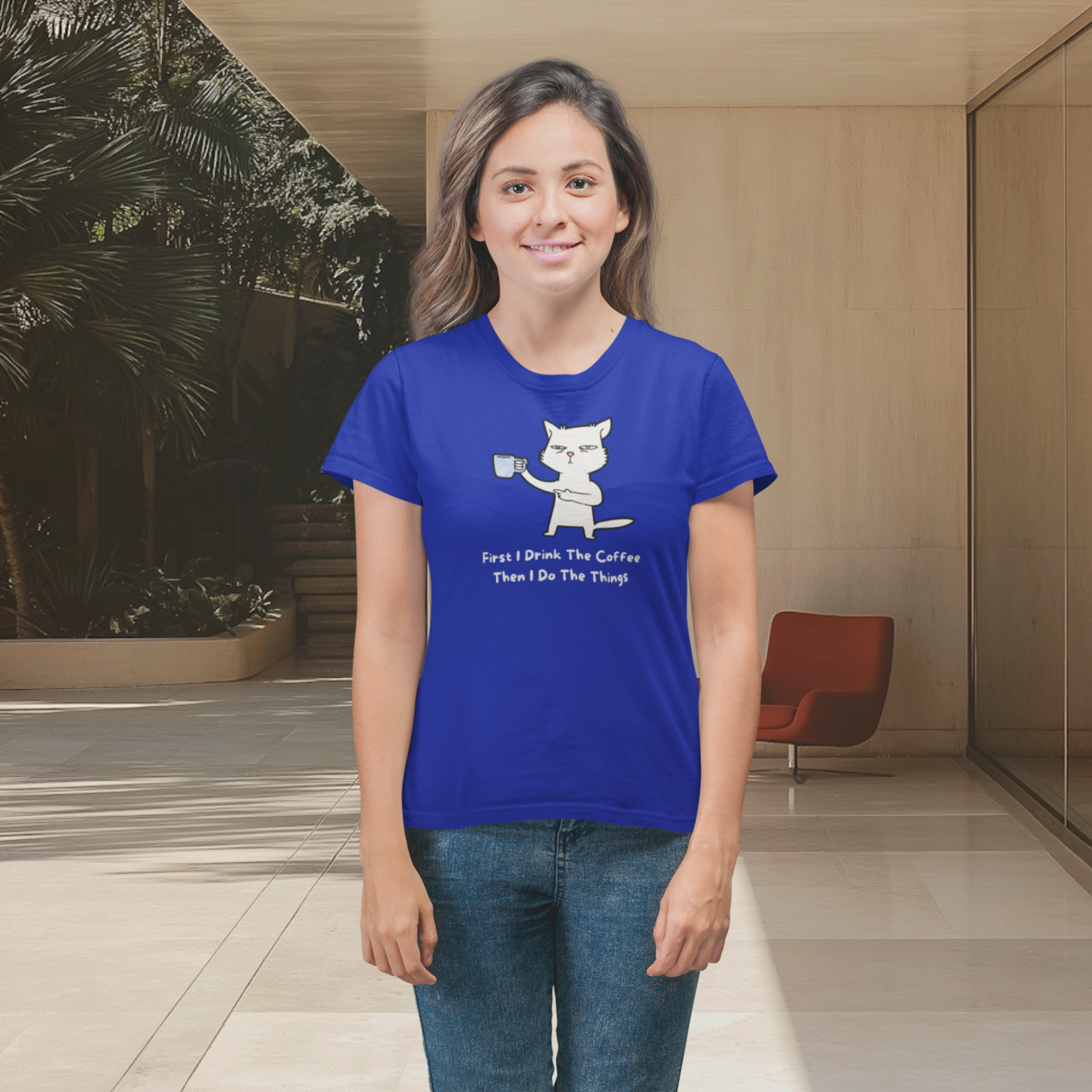 Women coffee lover graphic printed round neck T-Shirt