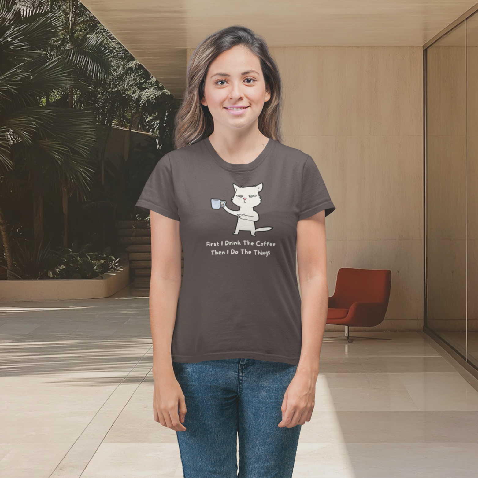 Women coffee lover graphic printed round neck T-Shirt