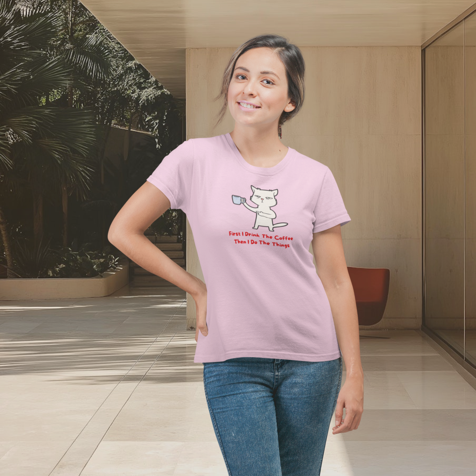 Women coffee lover graphic printed round neck T-Shirt