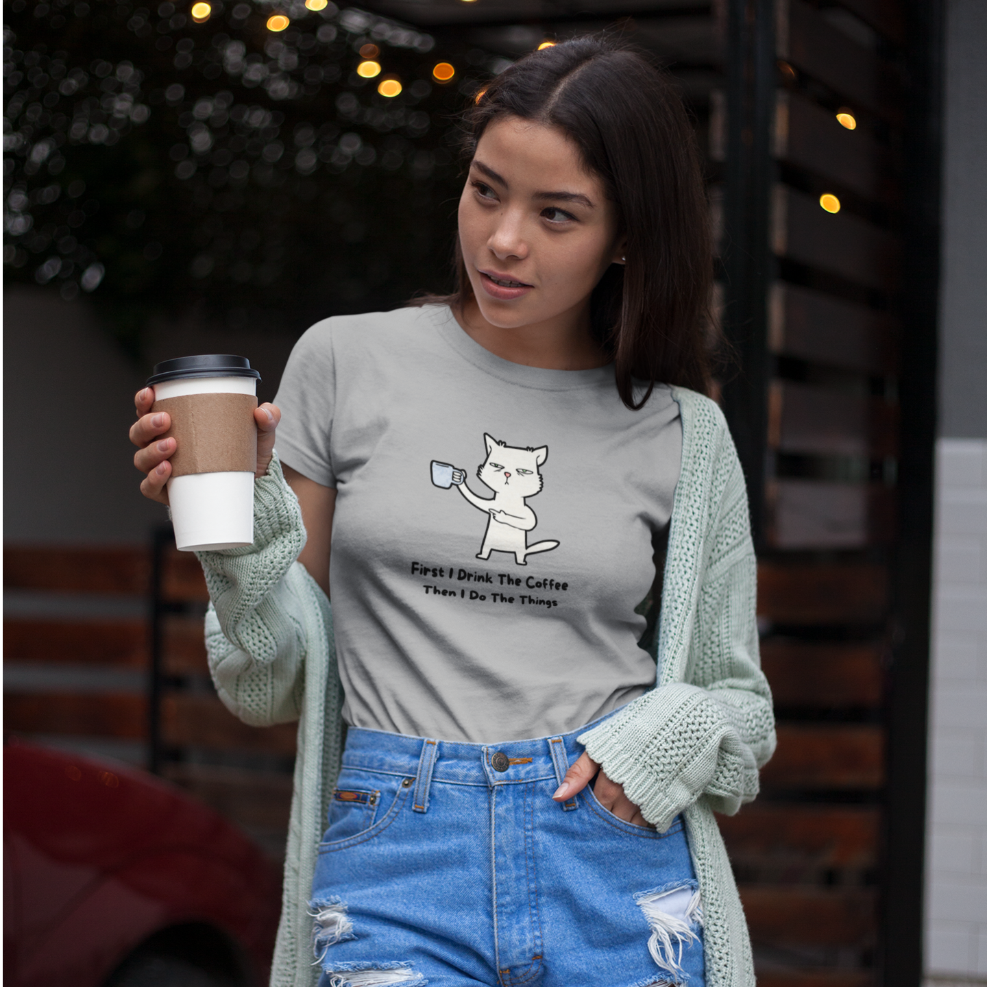 Women coffee lover graphic printed round neck T-Shirt