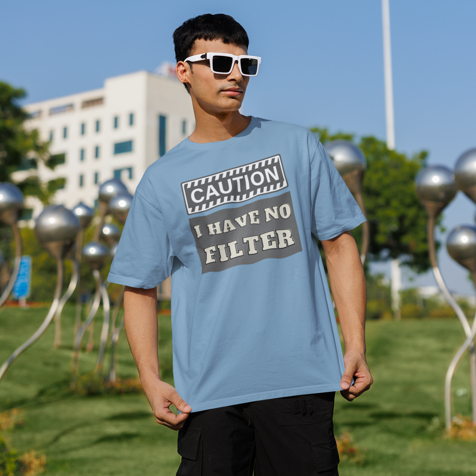 Men humors text printed round neck oversized T-Shirt