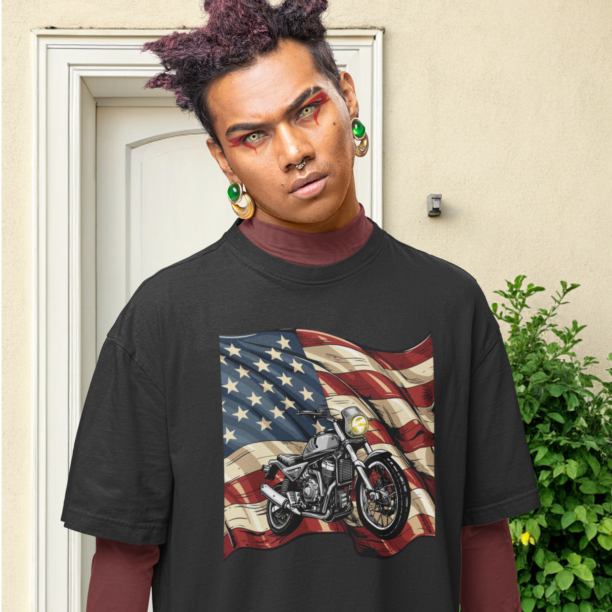 Men bike racing special graphic printed oversized T-Shirt