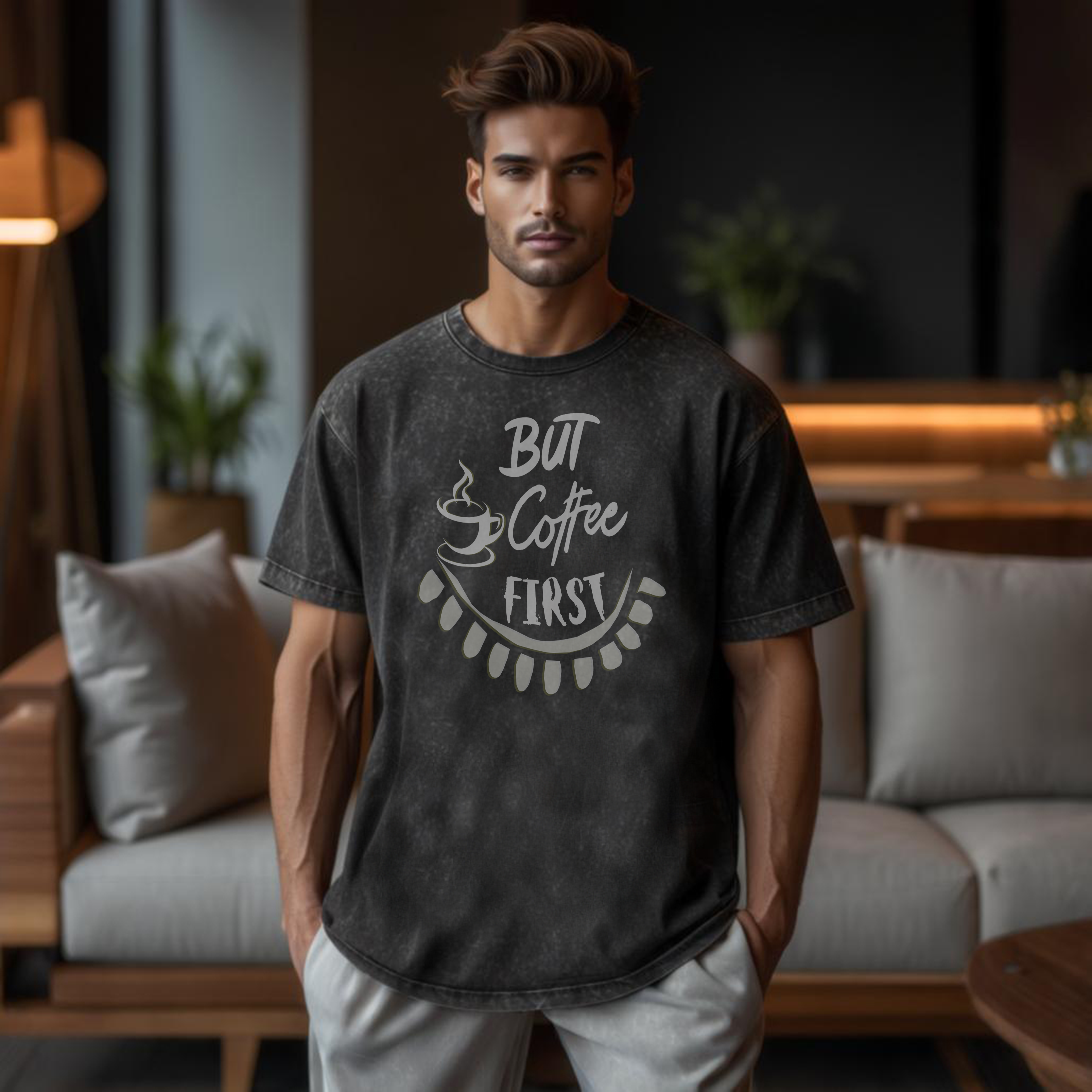 Acid Wash Graphic Text printed Oversized t-shirt for Men