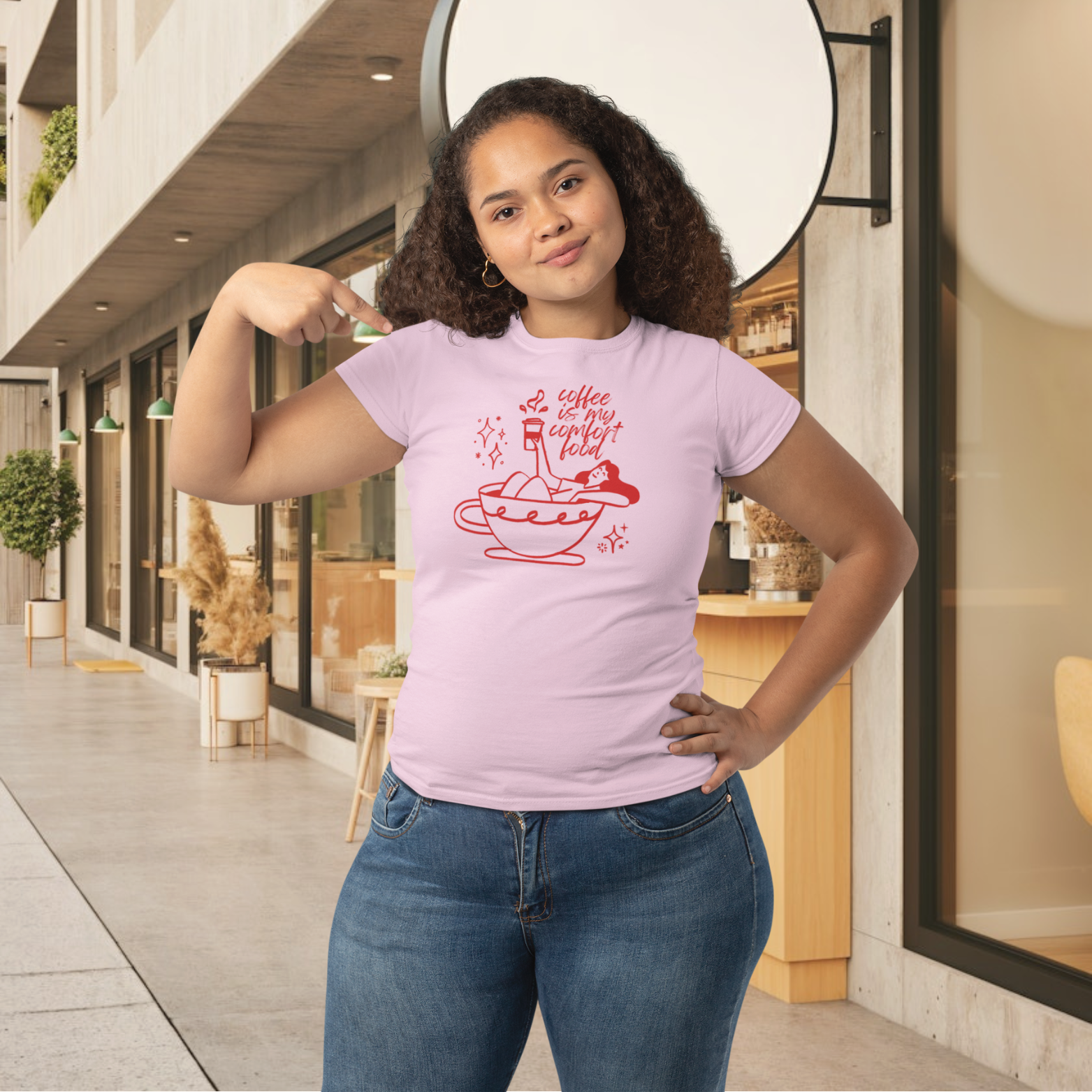 Women coffee lover graphic printed round neck T-Shirt