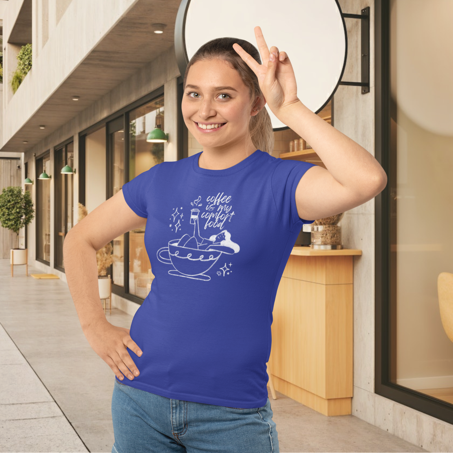 Women coffee lover graphic printed round neck T-Shirt