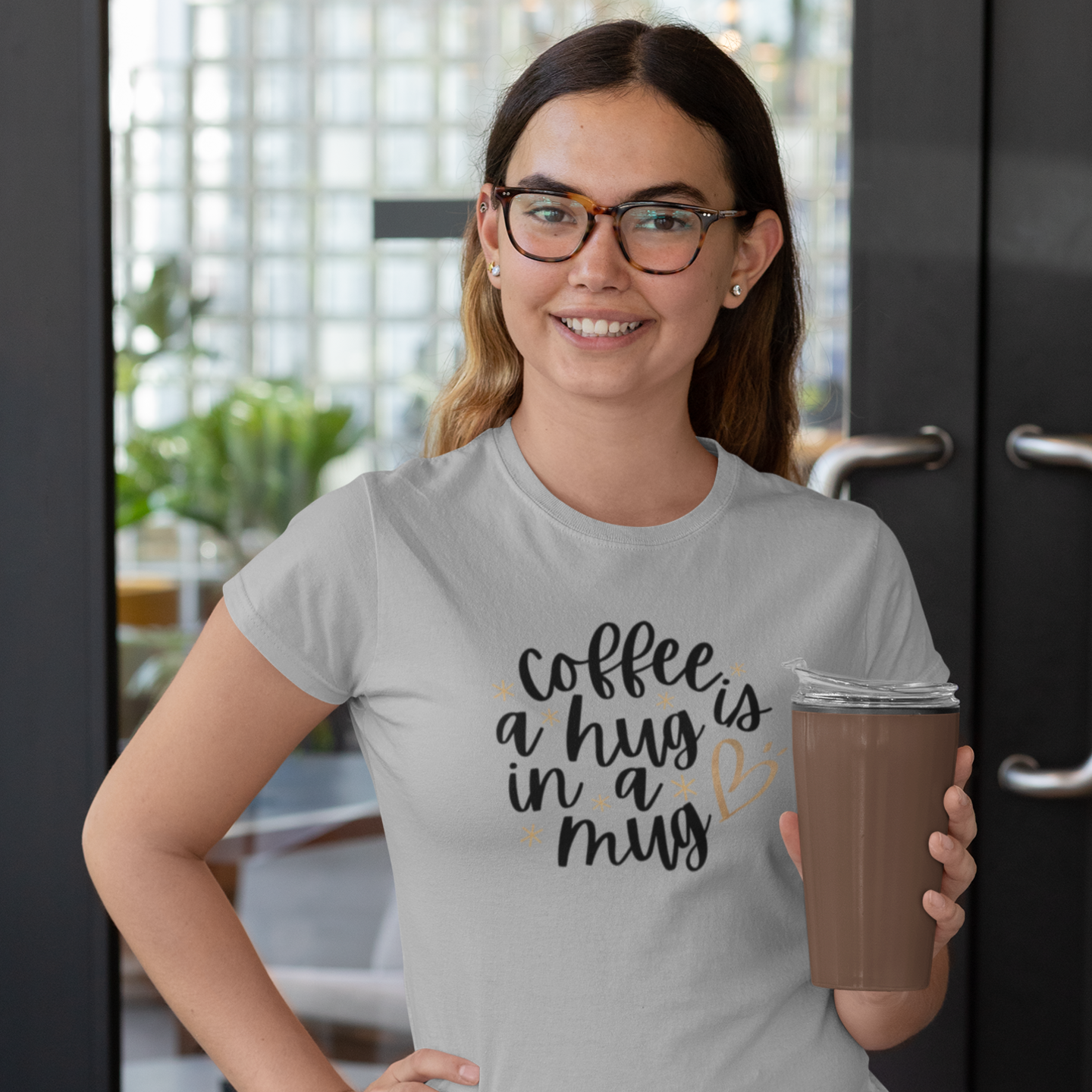 Women coffee lover graphic printed round neck T-Shirt