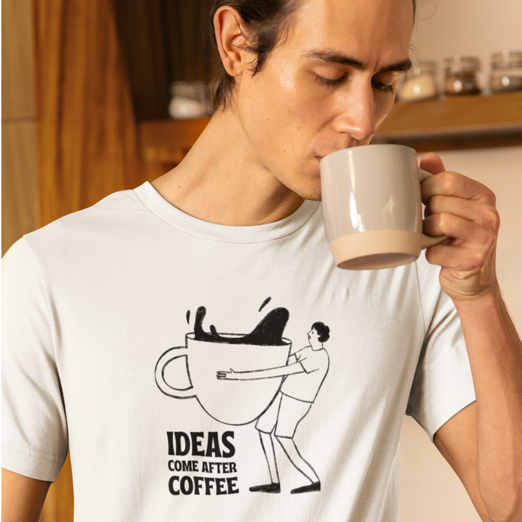 Men coffee lover graphic printed round neck T-Shirt