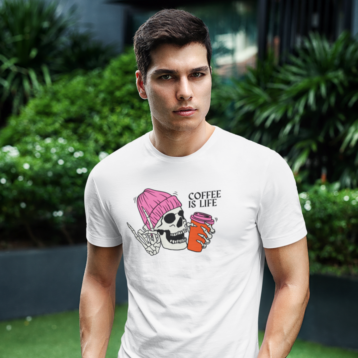 Men coffee lover graphic printed round neck T-Shirt