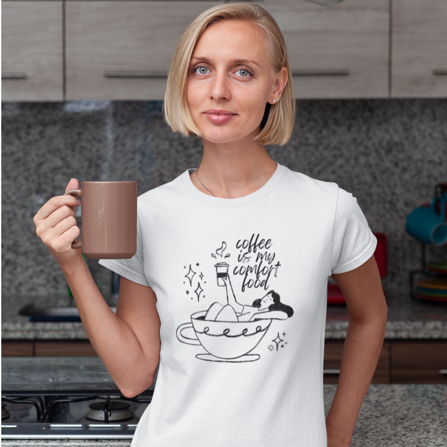 Women coffee lover graphic printed round neck T-Shirt