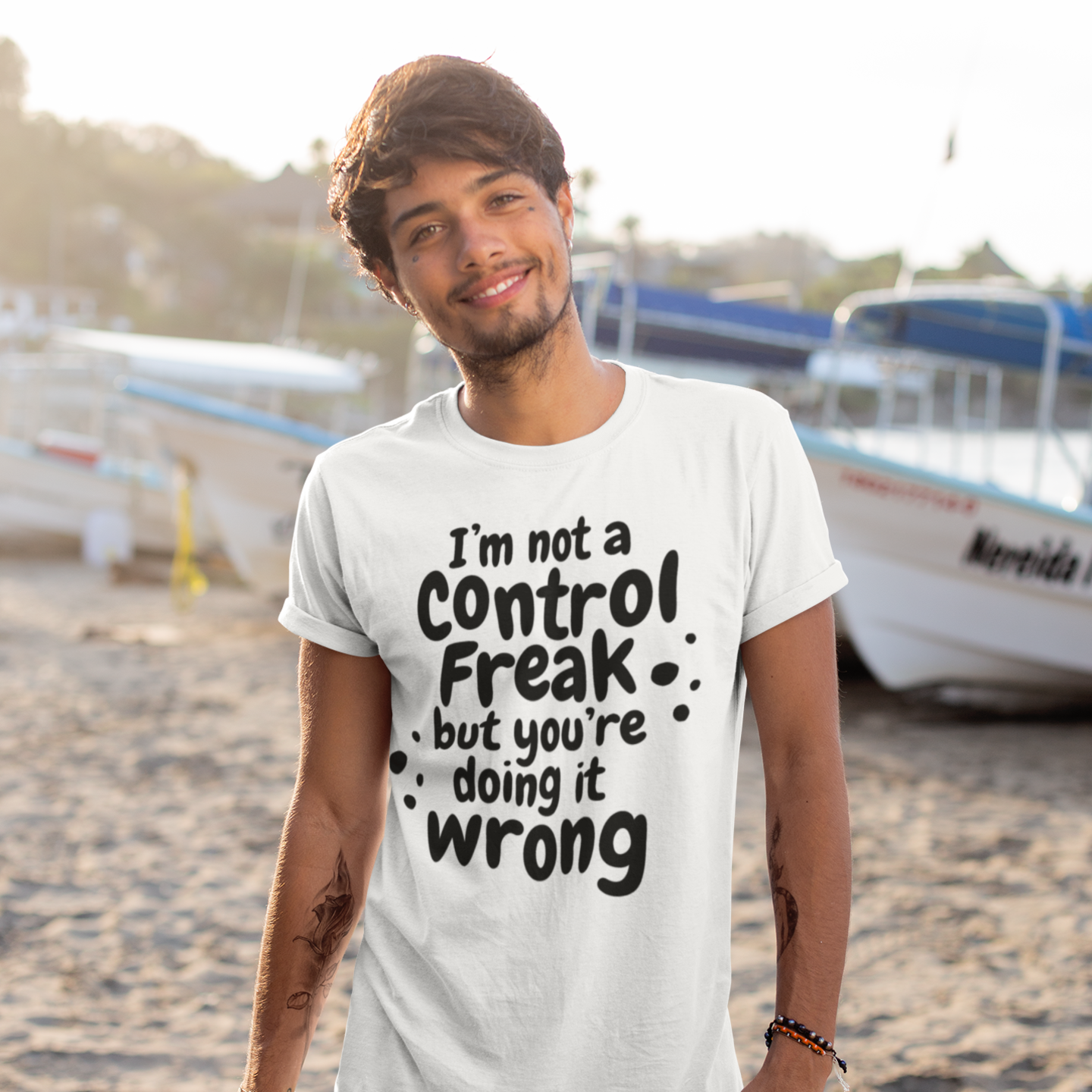 Humorous text printed round neck t-shirt for Men