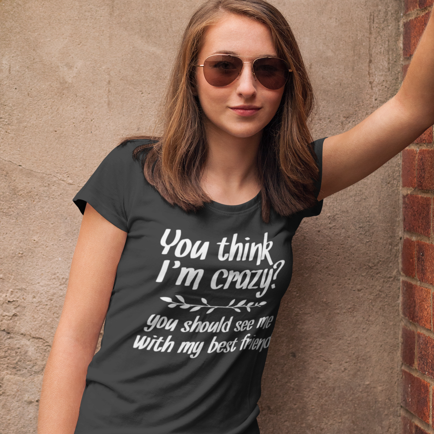 Humor text printed Crew Neck T-Shirt for Women