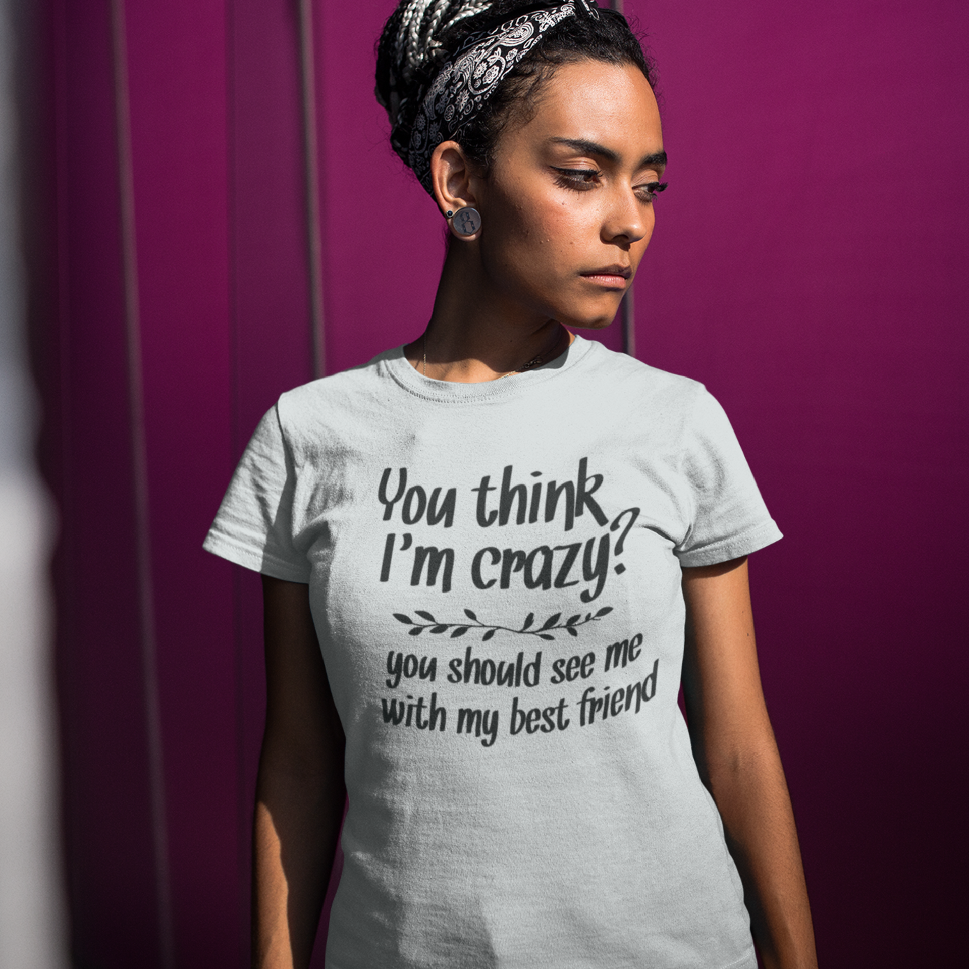 Humor text printed Crew Neck T-Shirt for Women