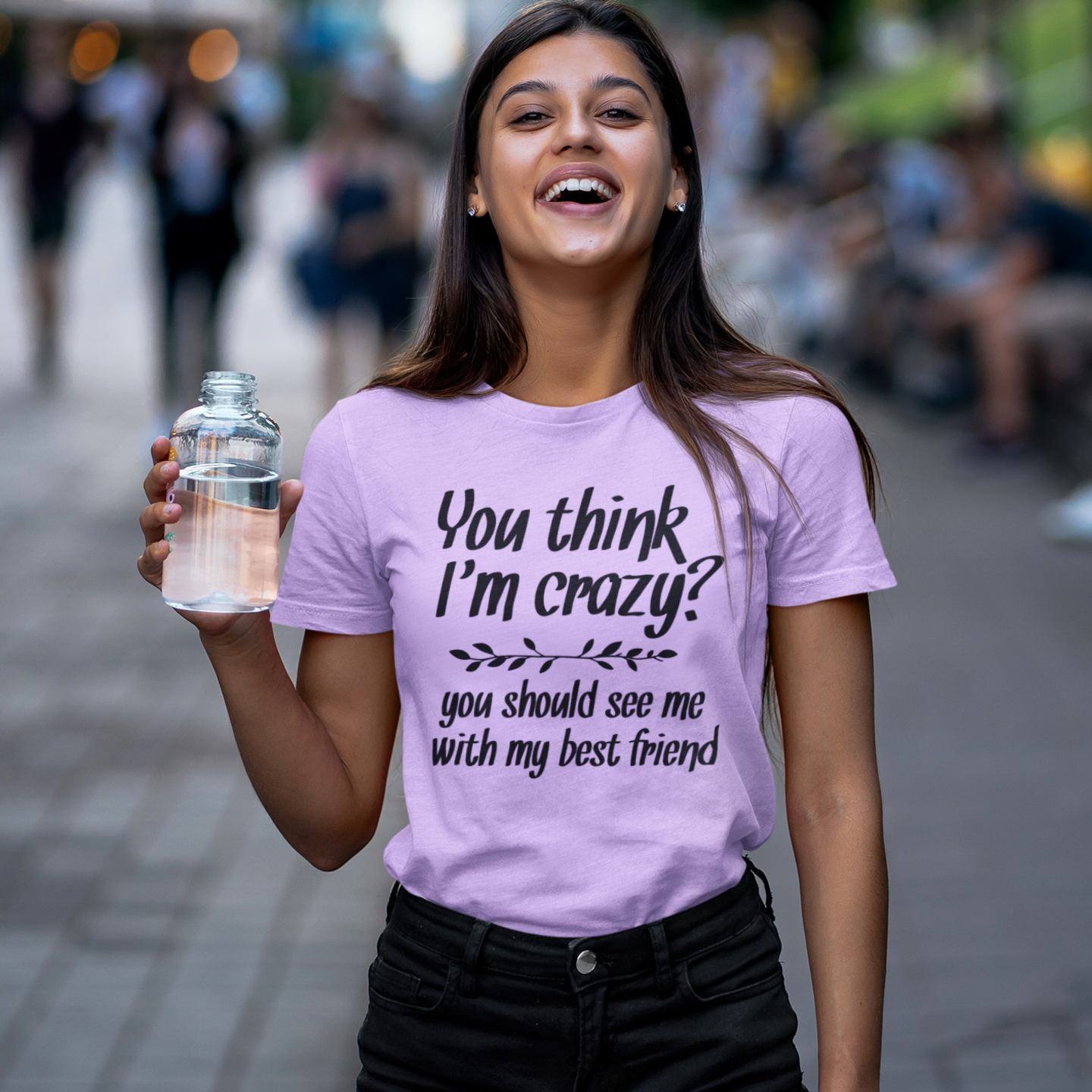 Humor text printed Crew Neck T-Shirt for Women