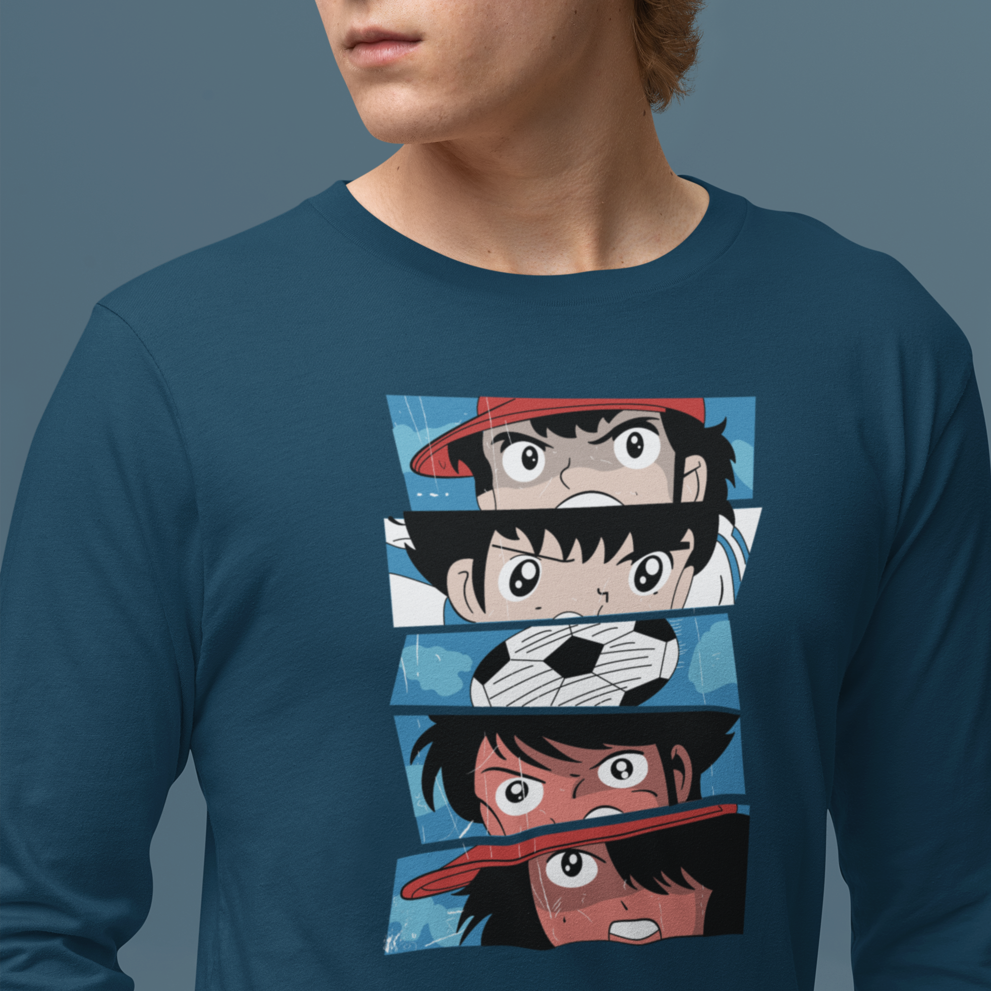 Men Captain Tsubasa graphic printed full sleeve T-Shirt