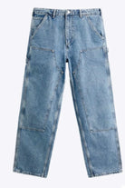 Light blue jeans on a white background