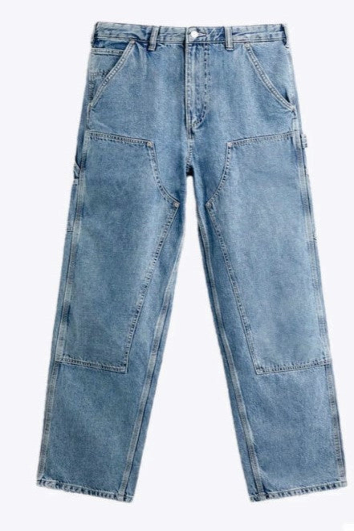 Light blue jeans on a white background