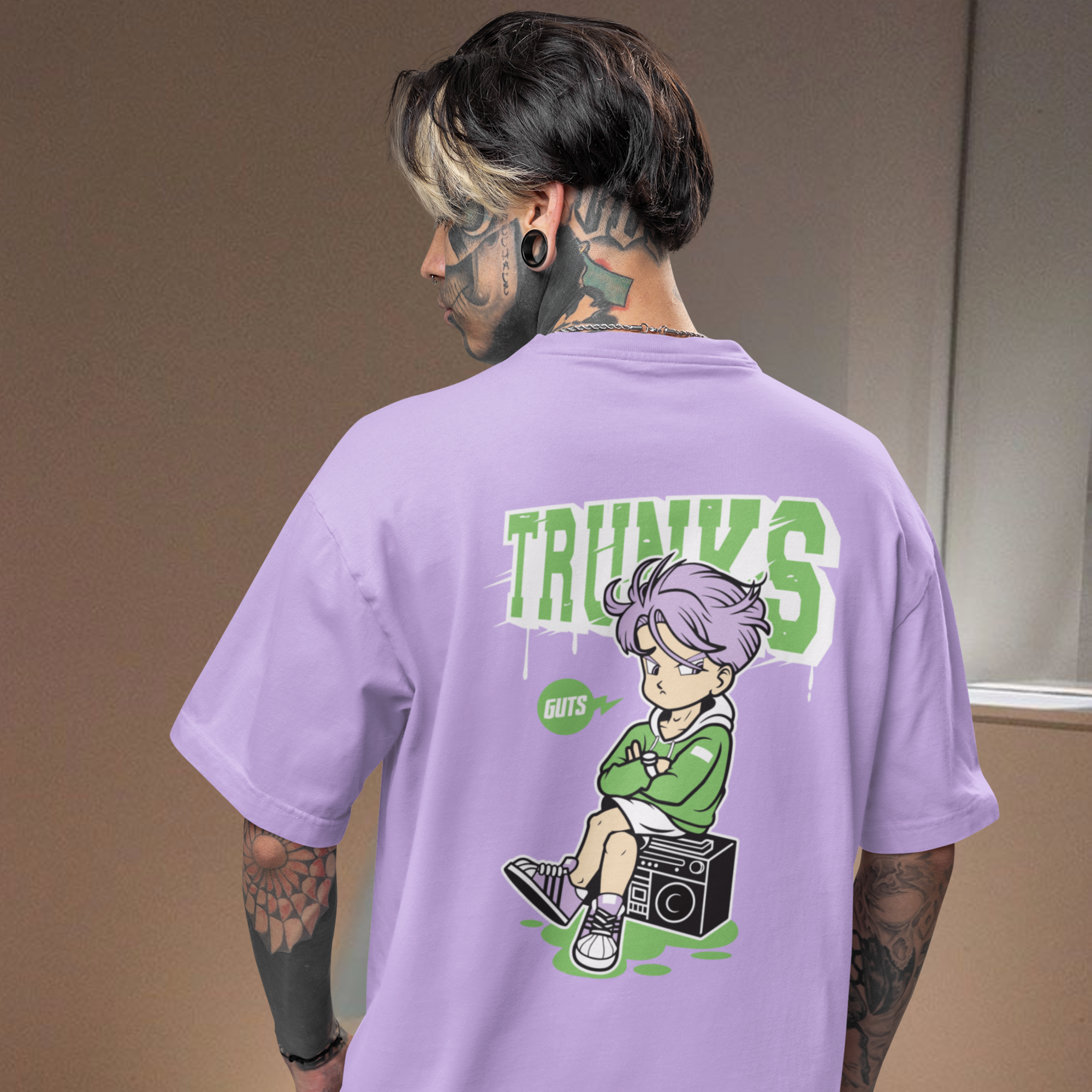 Men trunks graphic back printed oversized Tee