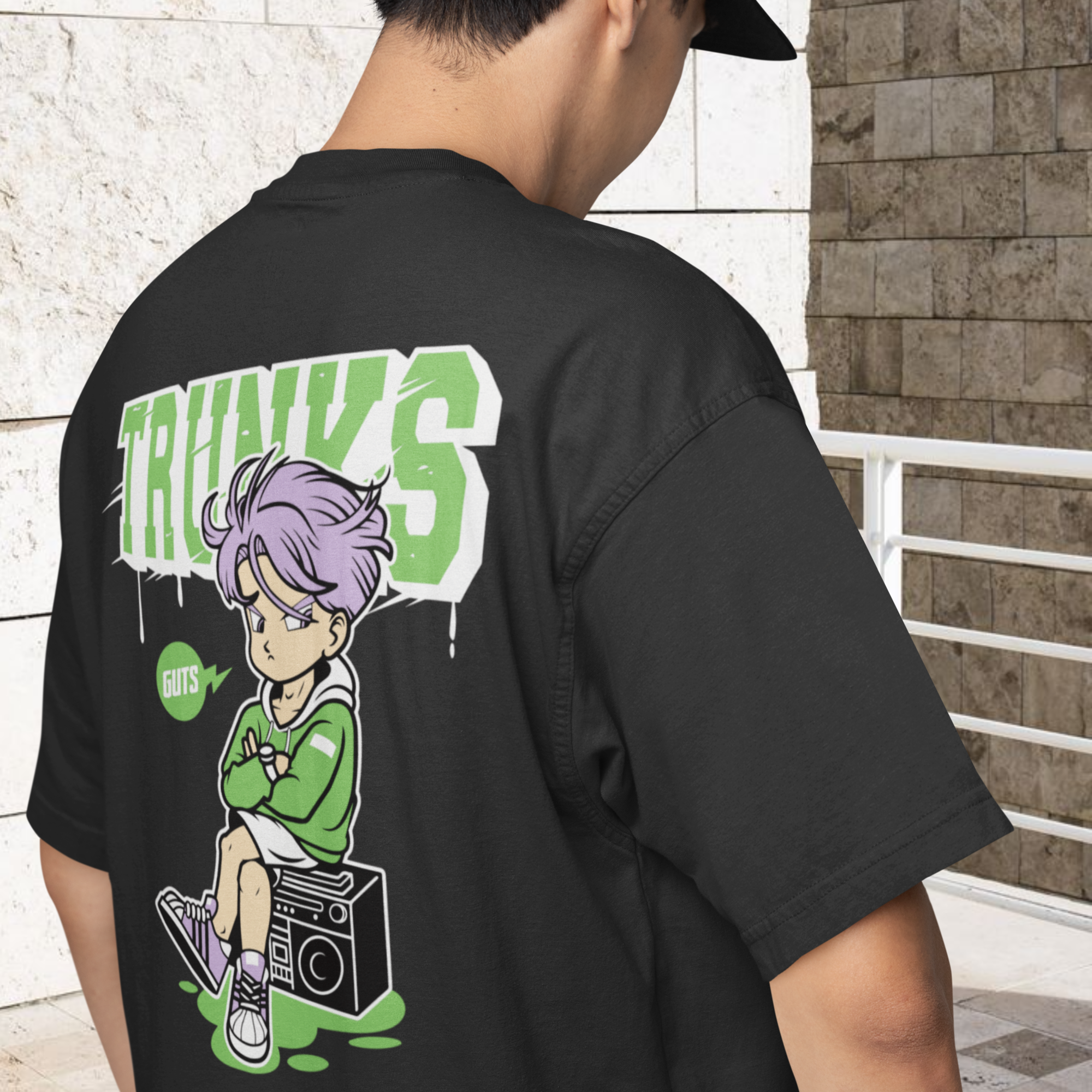 Men trunks graphic back printed oversized Tee