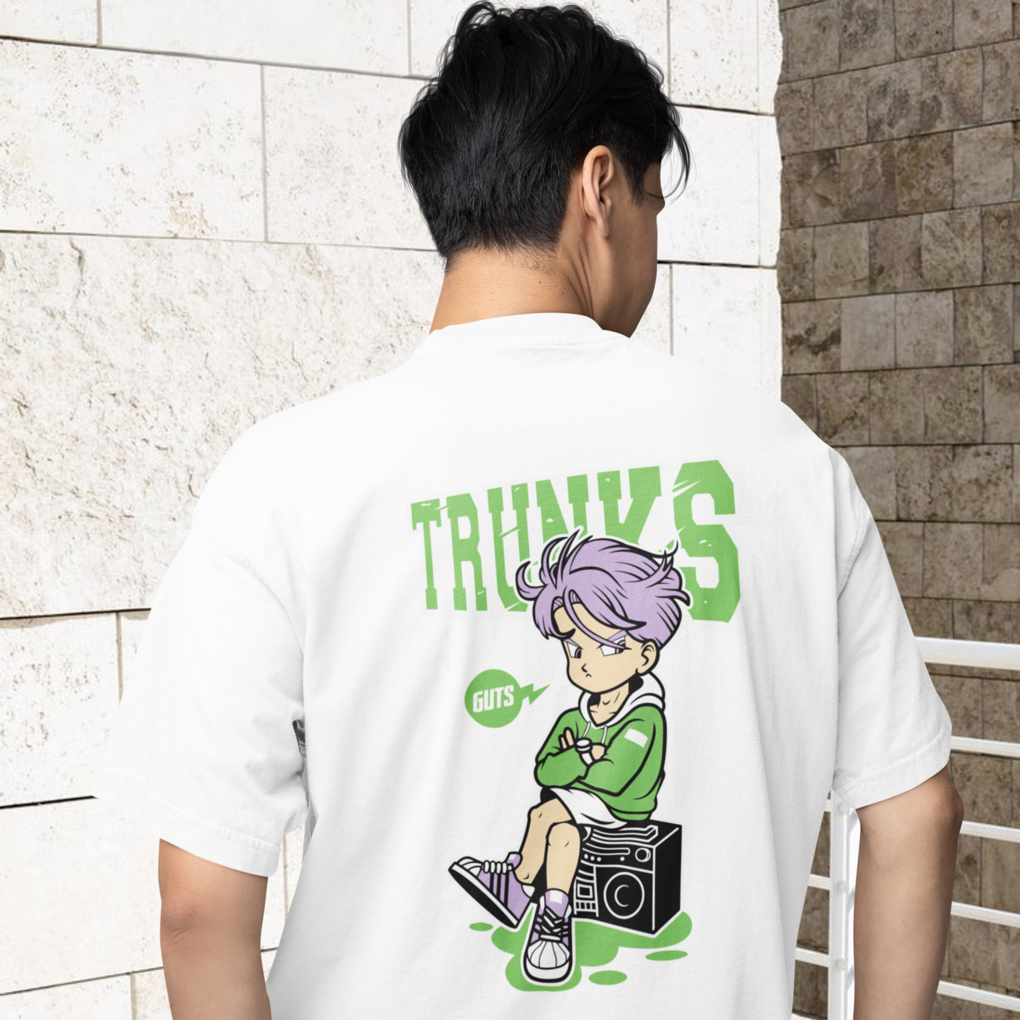 Men trunks graphic back printed oversized Tee