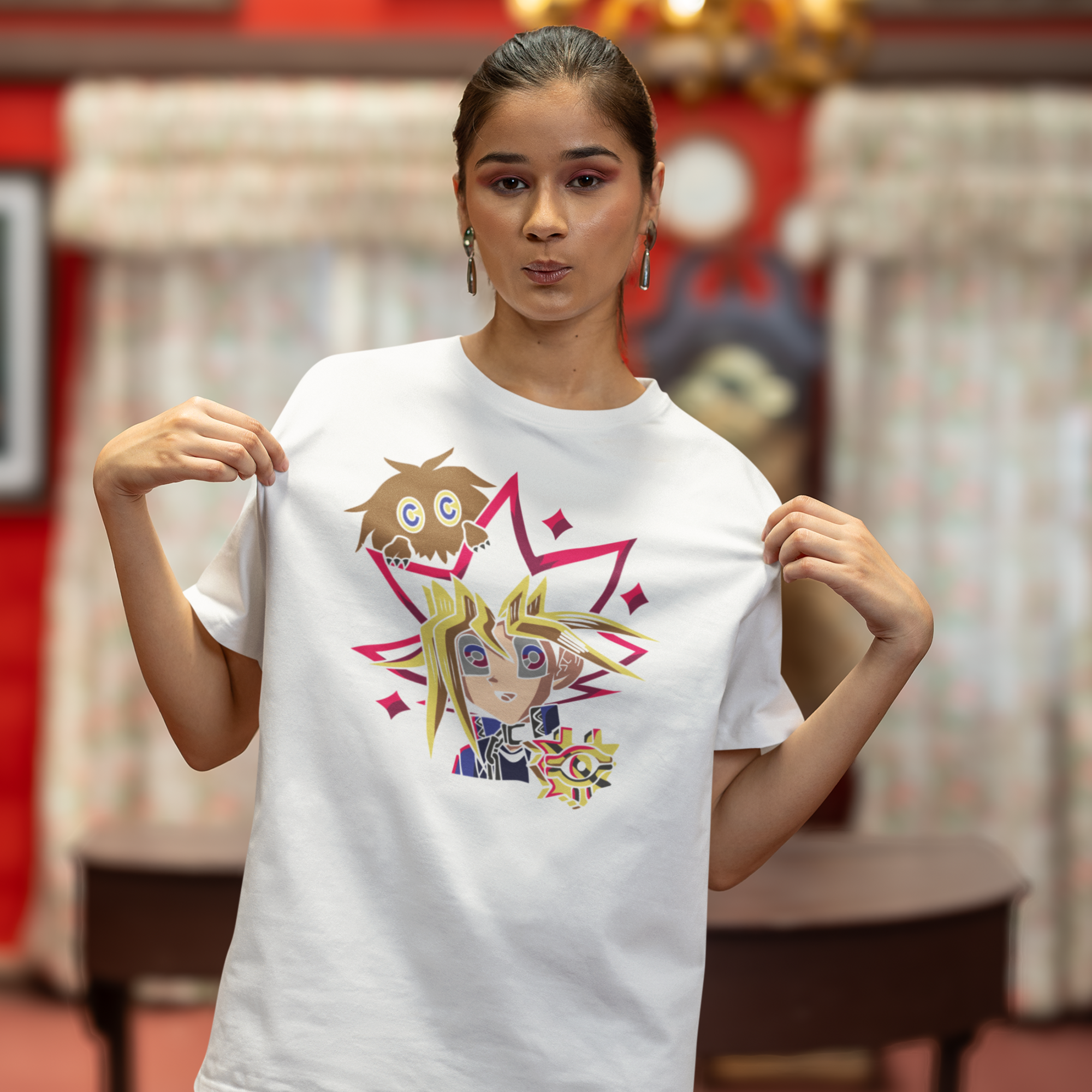 Women yami yugi graphic printed oversized Tee