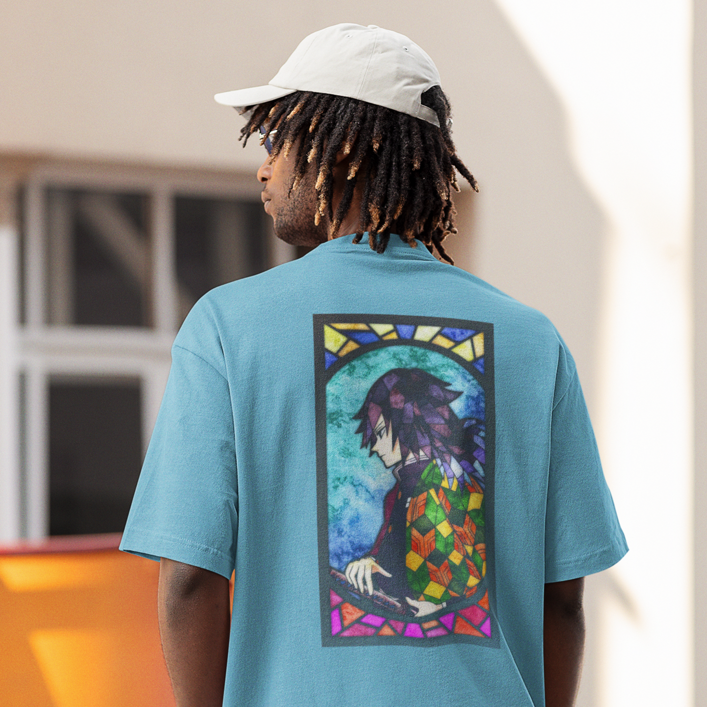 Men Tomioka giyuu anime back printed oversized tee