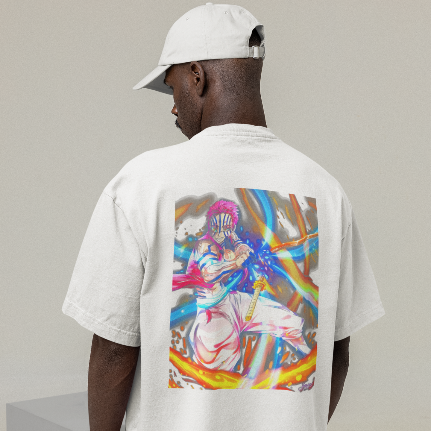 Men akaza demon slayer back printed oversized Tee