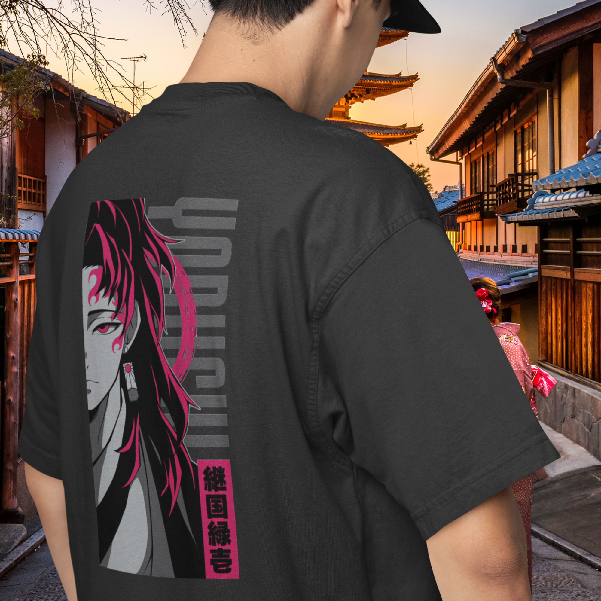 Men yoriichi tsugikuni anime printed oversized Tee