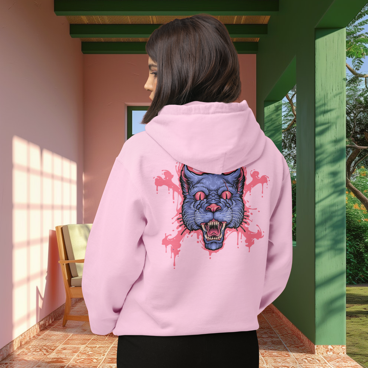 Women classic fit graphic back printed streetwear Hoodie