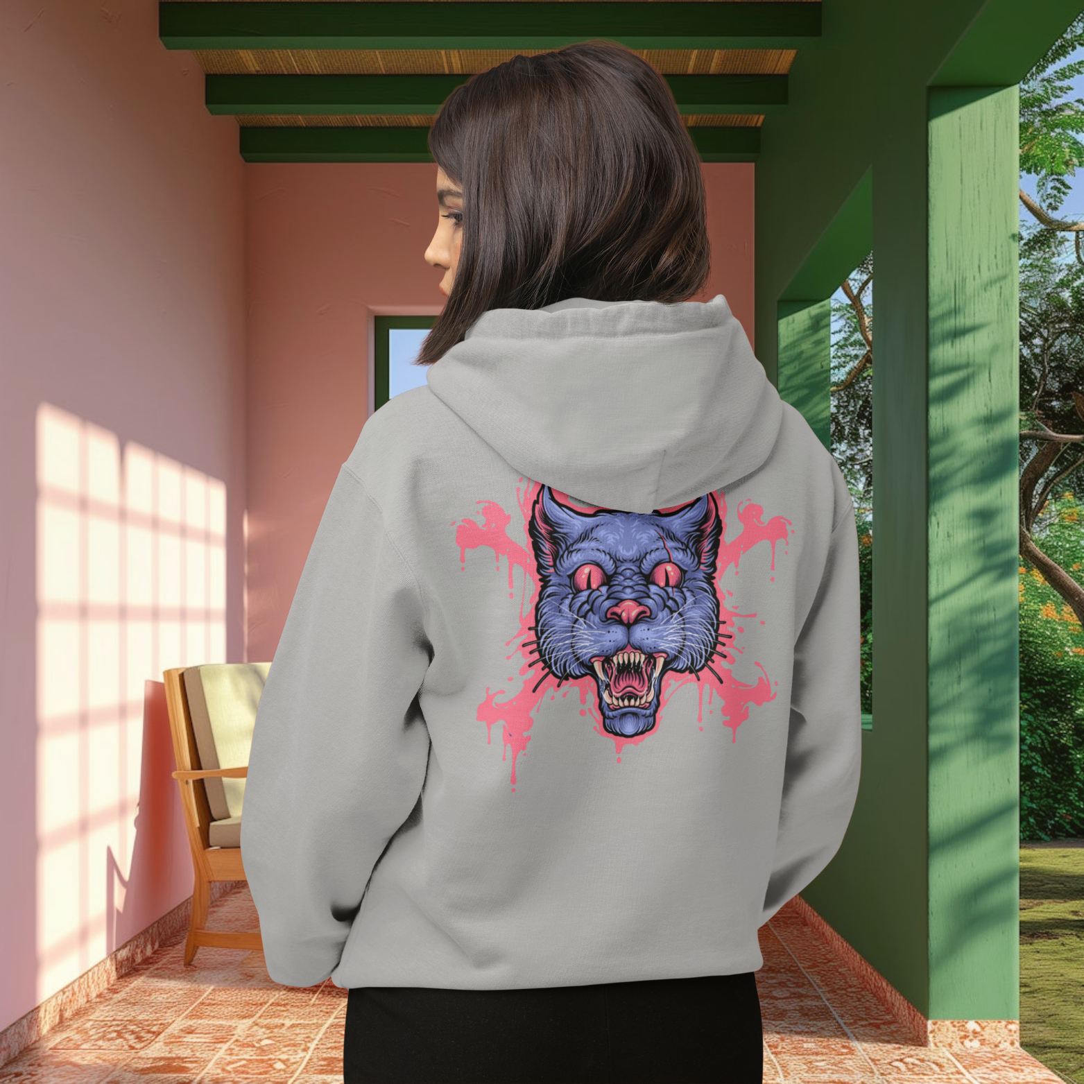 Women classic fit graphic back printed streetwear Hoodie